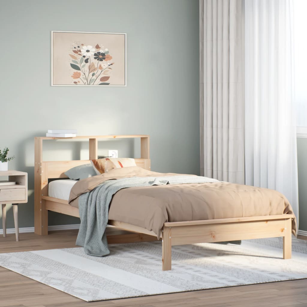 tömör fenyőfa könyvespolcos ágy matrac nélkül 90 x 200 cm