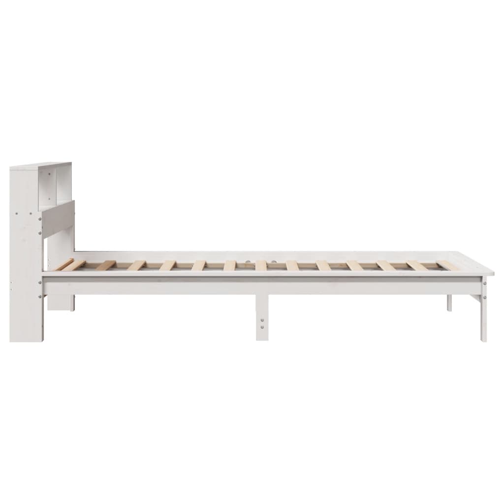 fehér tömör fenyőfa könyvespolcos ágy matrac nélkül 90 x 200 cm