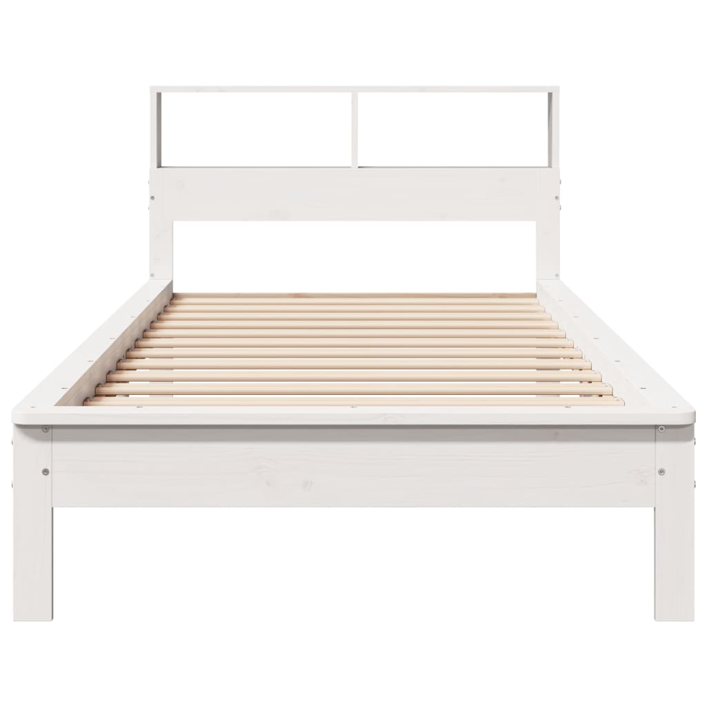fehér tömör fenyőfa könyvespolcos ágy matrac nélkül 90 x 190 cm