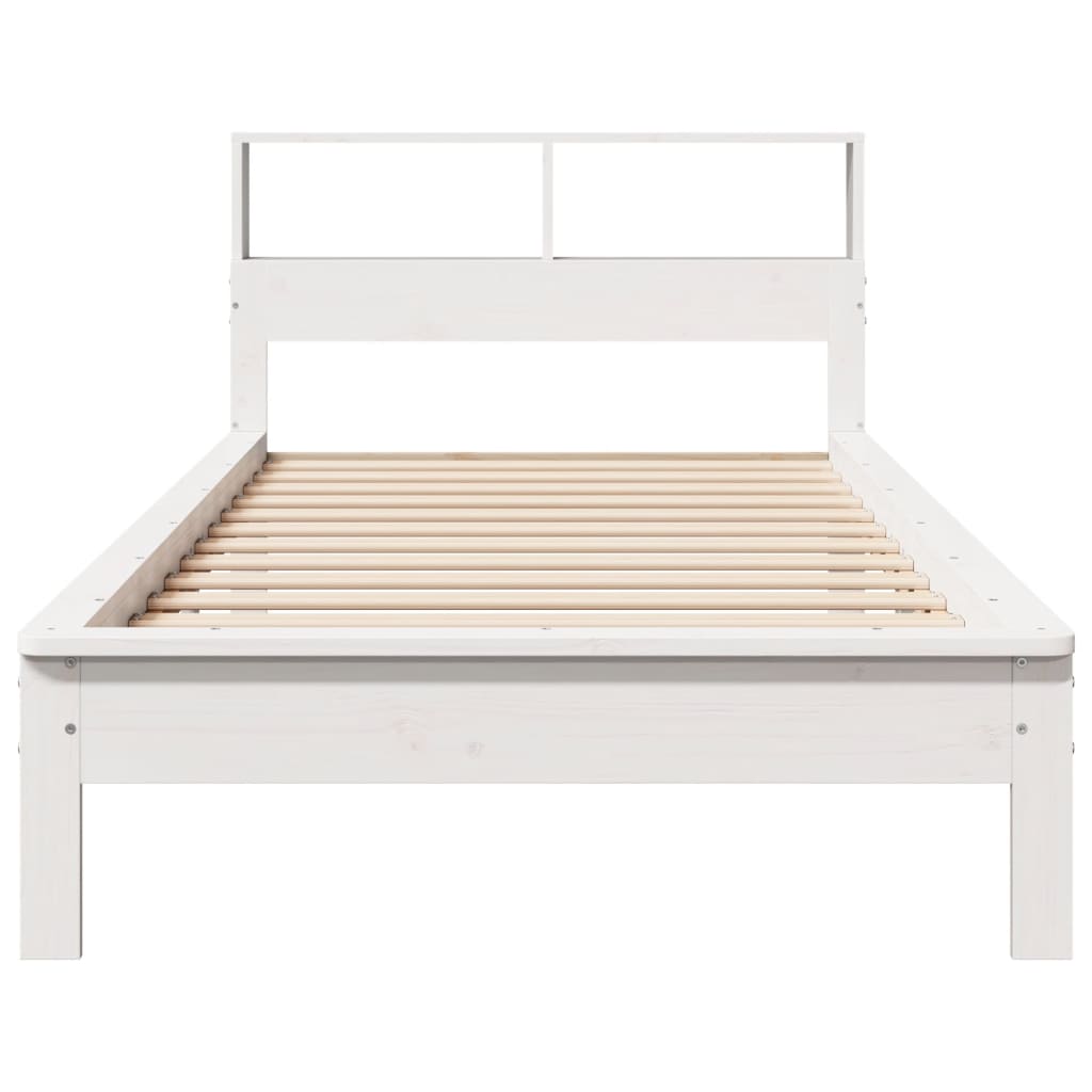 fehér tömör fenyőfa könyvespolcos ágy matrac nélkül 75 x 190 cm