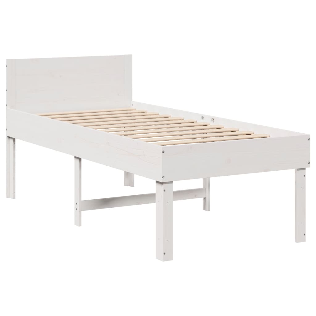 fehér tömör fenyőfa ágy matrac nélkül 75 x 190 cm