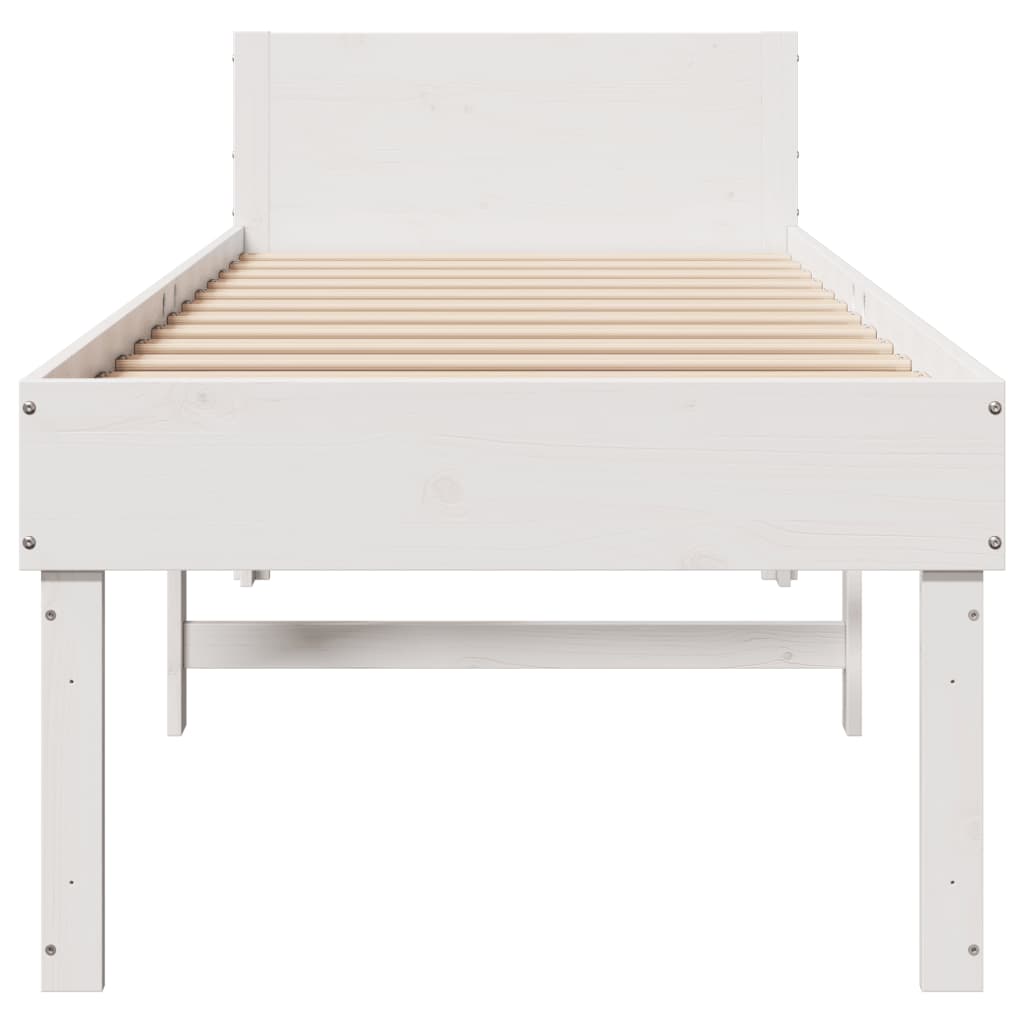 fehér tömör fenyőfa ágy matrac nélkül 75 x 190 cm