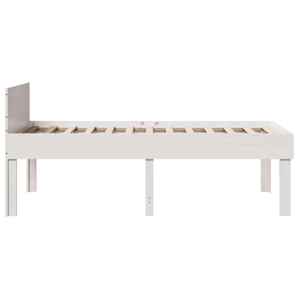 fehér tömör fenyőfa ágy matrac nélkül 75 x 190 cm