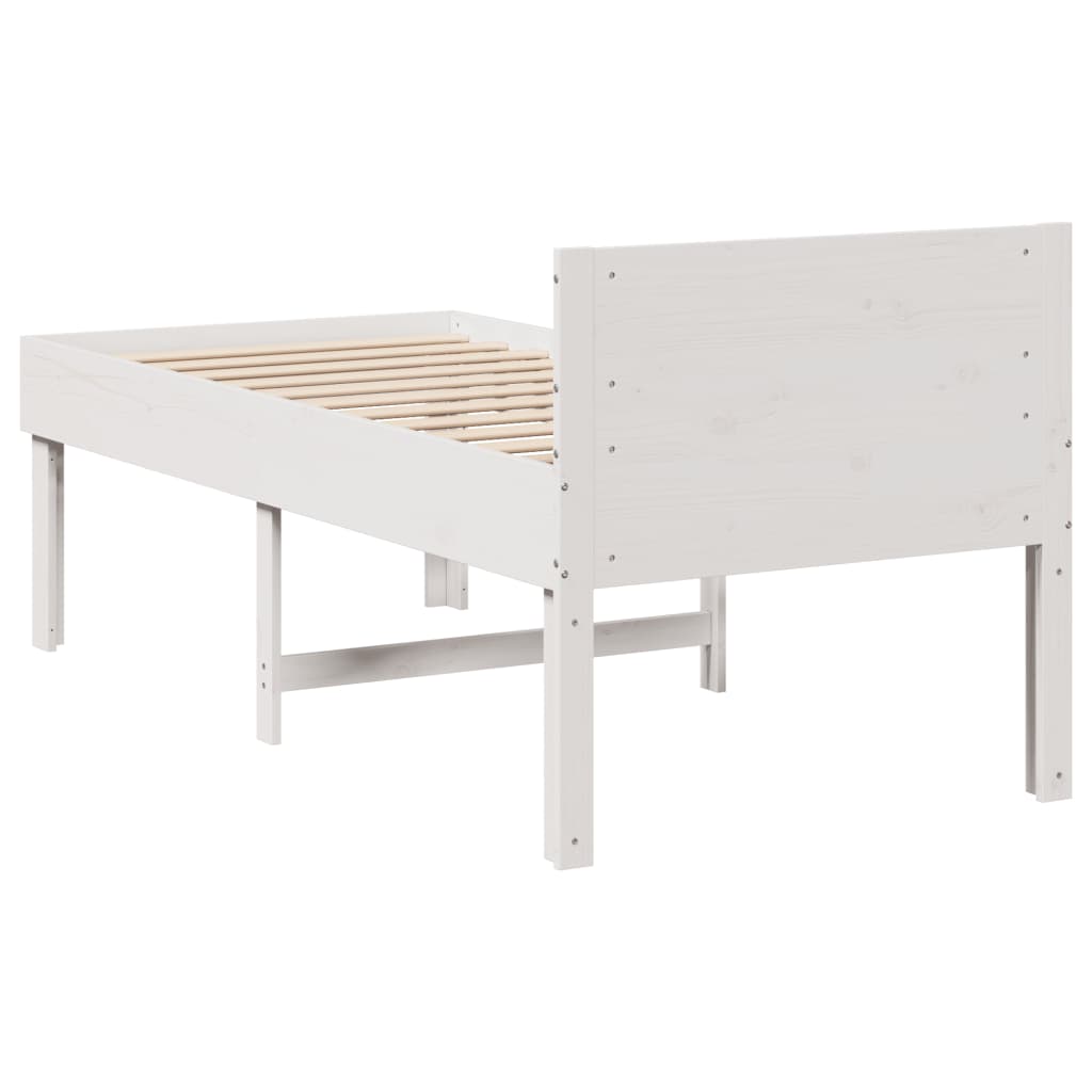 fehér tömör fenyőfa ágy matrac nélkül 75 x 190 cm