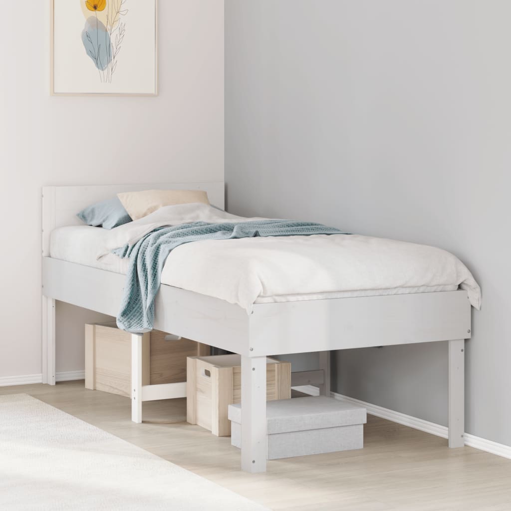 fehér tömör fenyőfa ágy matrac nélkül 75 x 190 cm