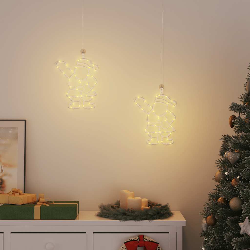2 db meleg fehér karácsonyi fények mikulás sziluett 35 LED