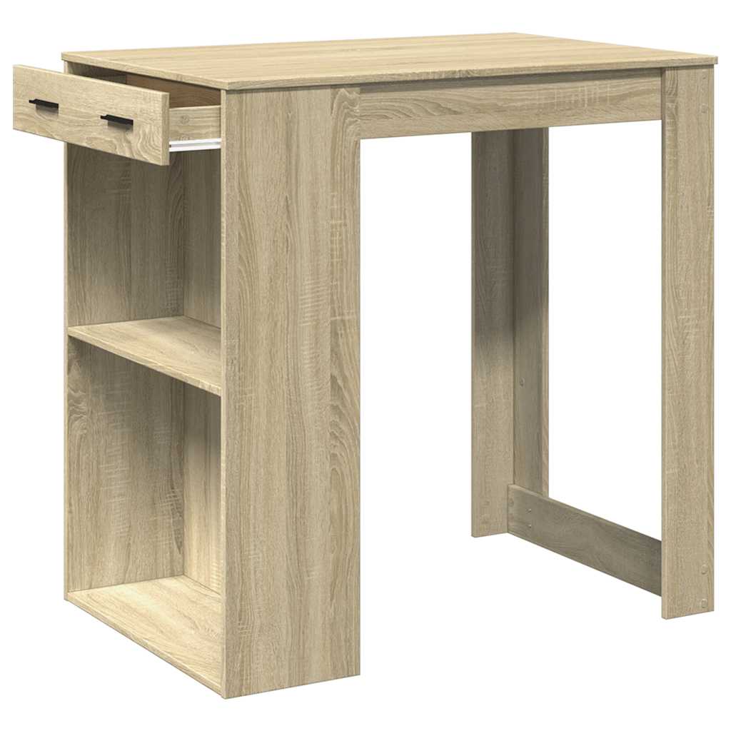 sonoma tölgy színű szerelt fa bárasztal 102 x 70 x 103,5 cm