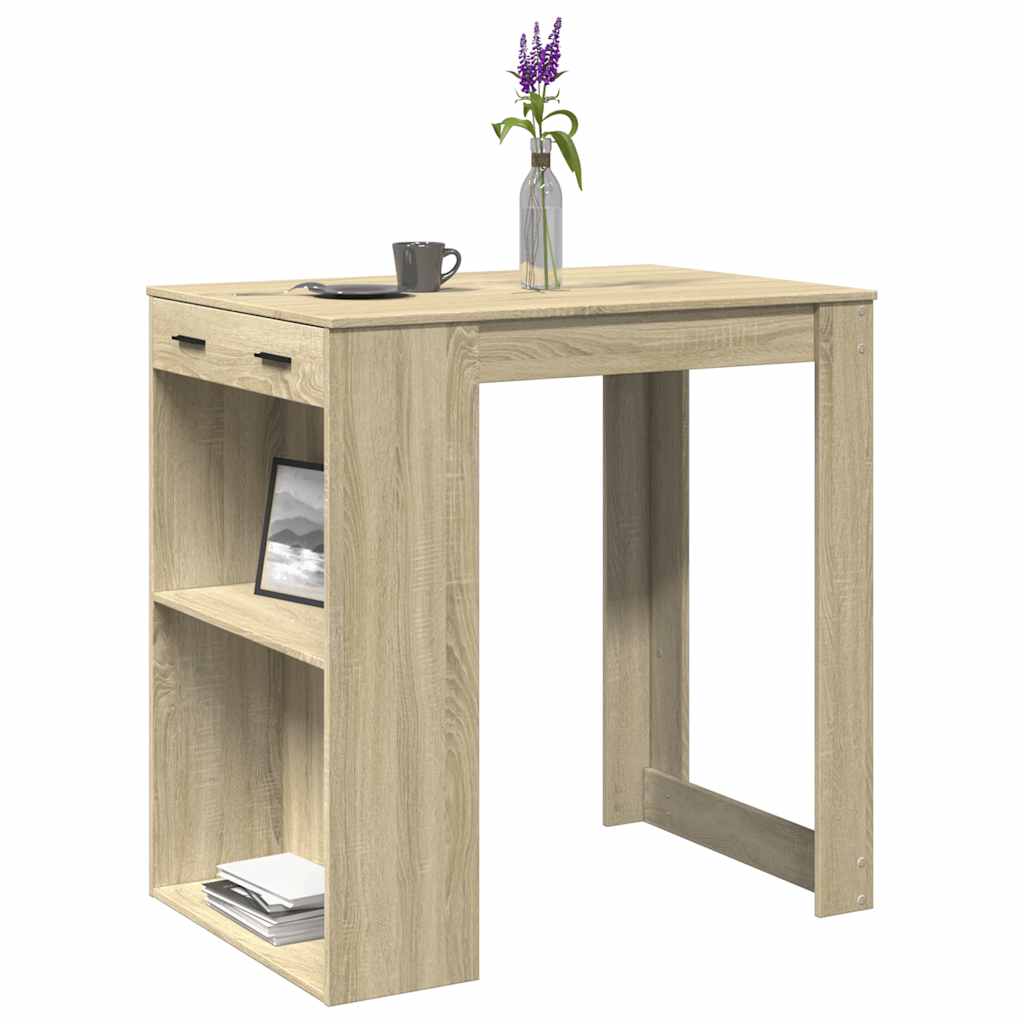 sonoma tölgy színű szerelt fa bárasztal 102 x 70 x 103,5 cm
