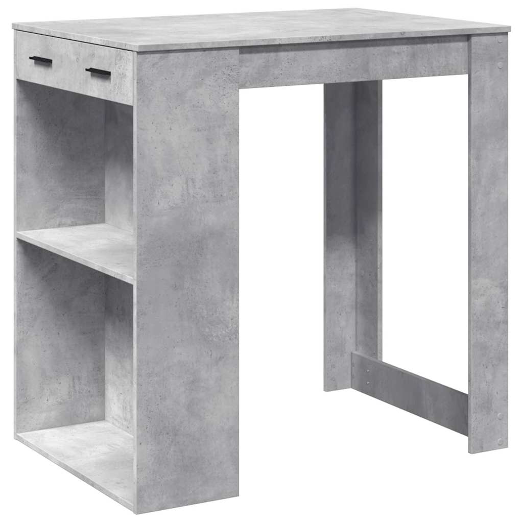 betonszürke szerelt fa bárasztal 102 x 70 x 103,5 cm