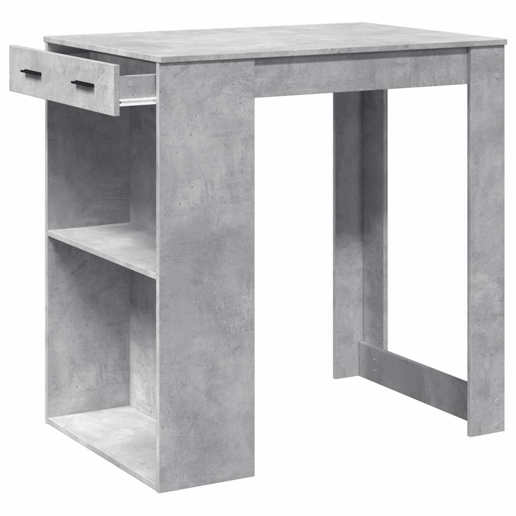 betonszürke szerelt fa bárasztal 102 x 70 x 103,5 cm