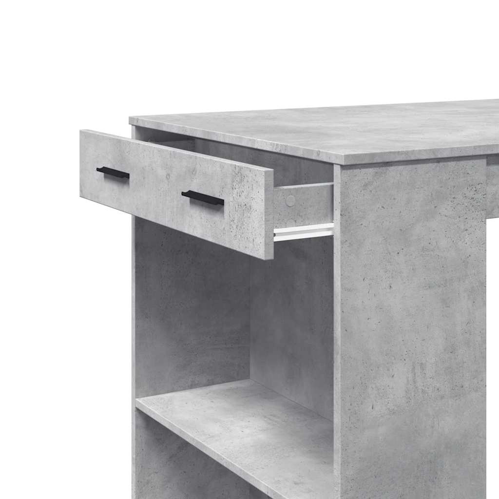 betonszürke szerelt fa bárasztal 102 x 70 x 103,5 cm