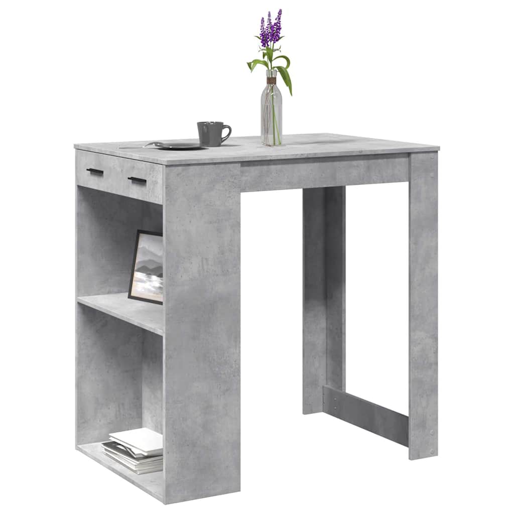 betonszürke szerelt fa bárasztal 102 x 70 x 103,5 cm