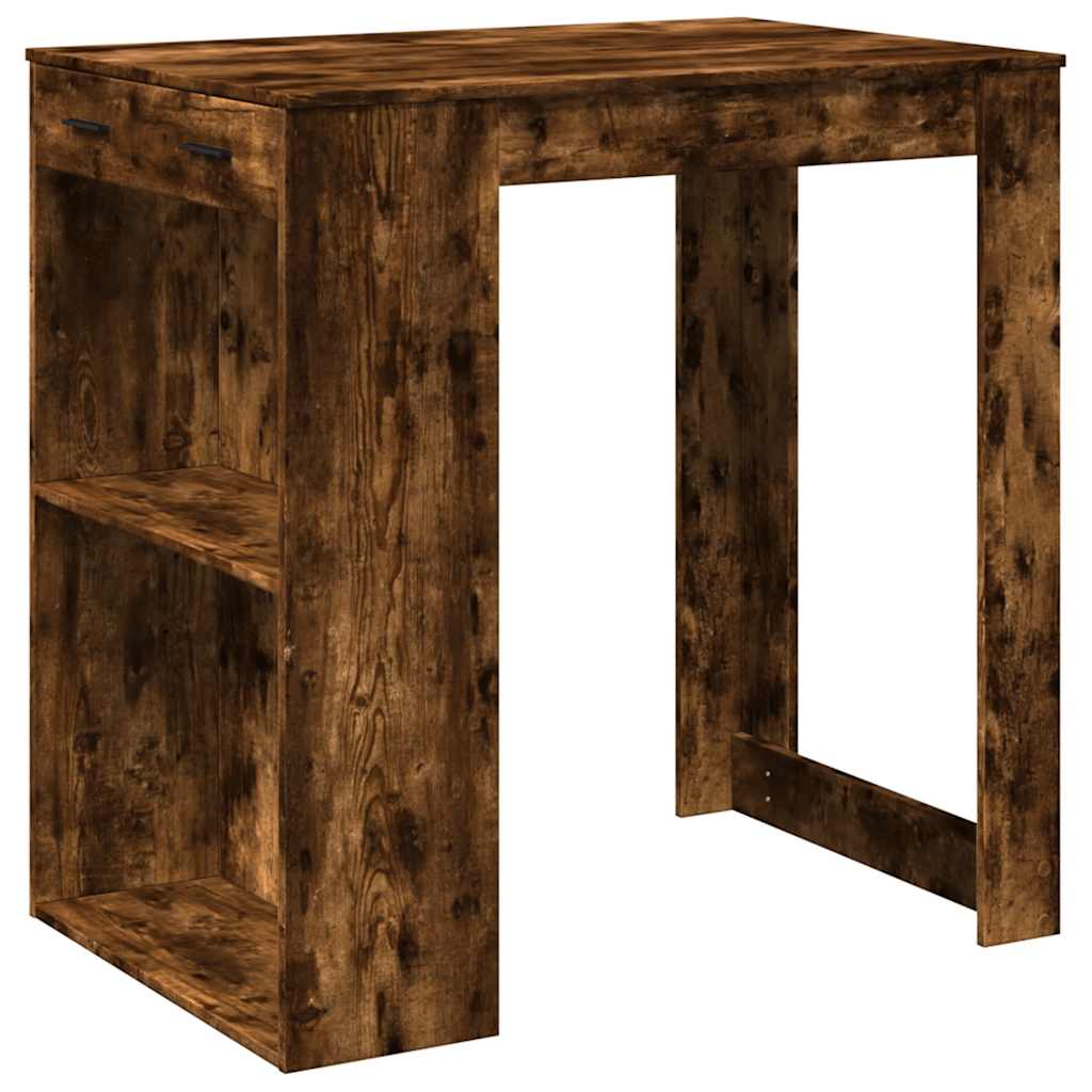 füstös tölgy színű szerelt fa bárasztal 102 x 70 x 103,5 cm