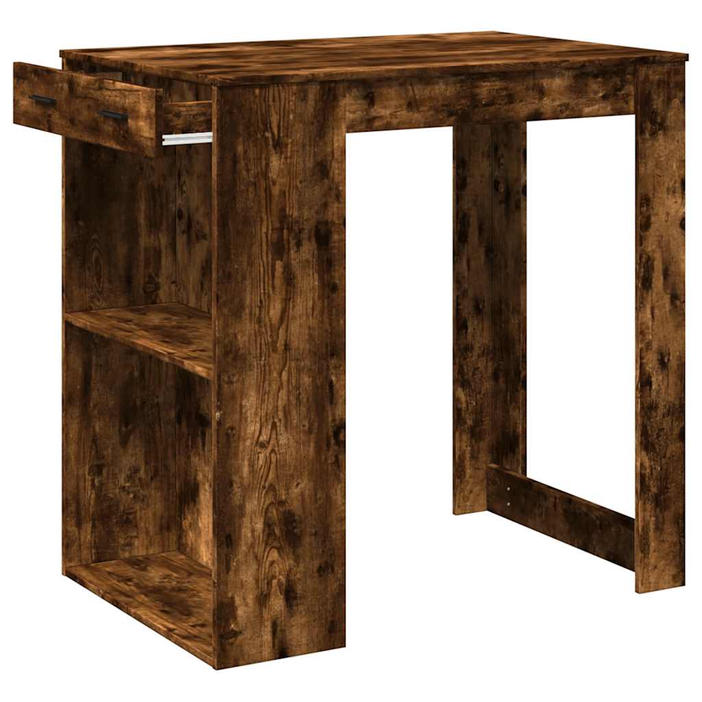 füstös tölgy színű szerelt fa bárasztal 102 x 70 x 103,5 cm