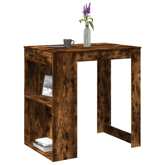 füstös tölgy színű szerelt fa bárasztal 102 x 70 x 103,5 cm