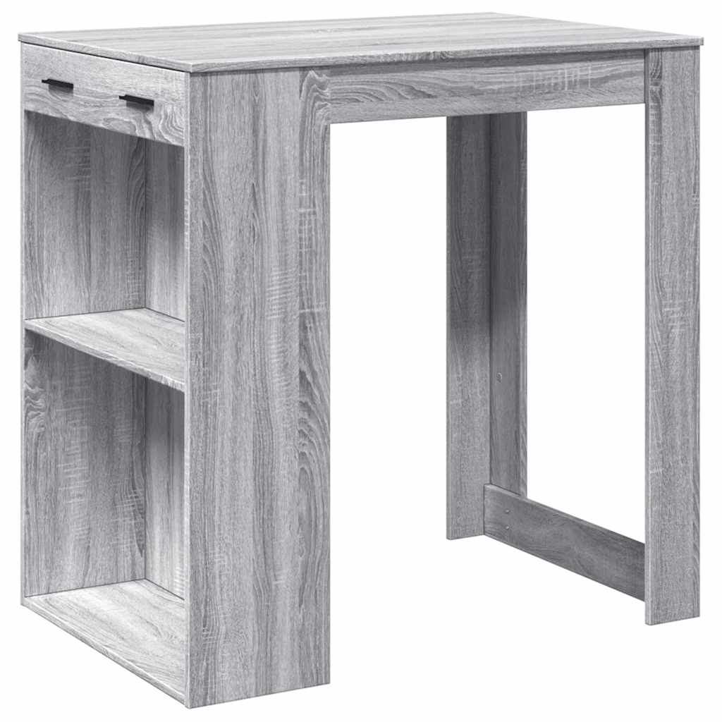 szürke sonoma színű szerelt fa bárasztal 102 x 70 x 103,5 cm