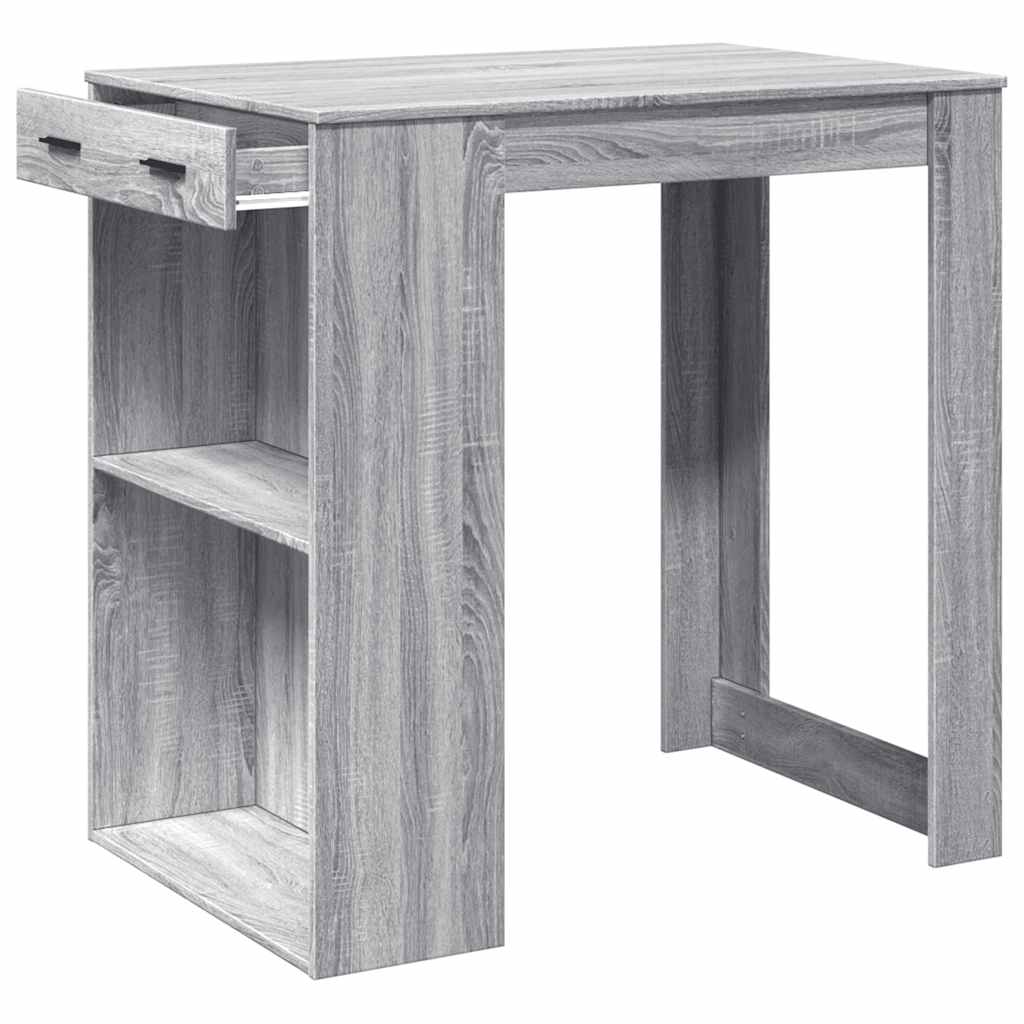 szürke sonoma színű szerelt fa bárasztal 102 x 70 x 103,5 cm