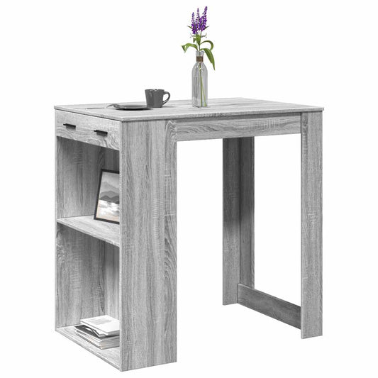 szürke sonoma színű szerelt fa bárasztal 102 x 70 x 103,5 cm