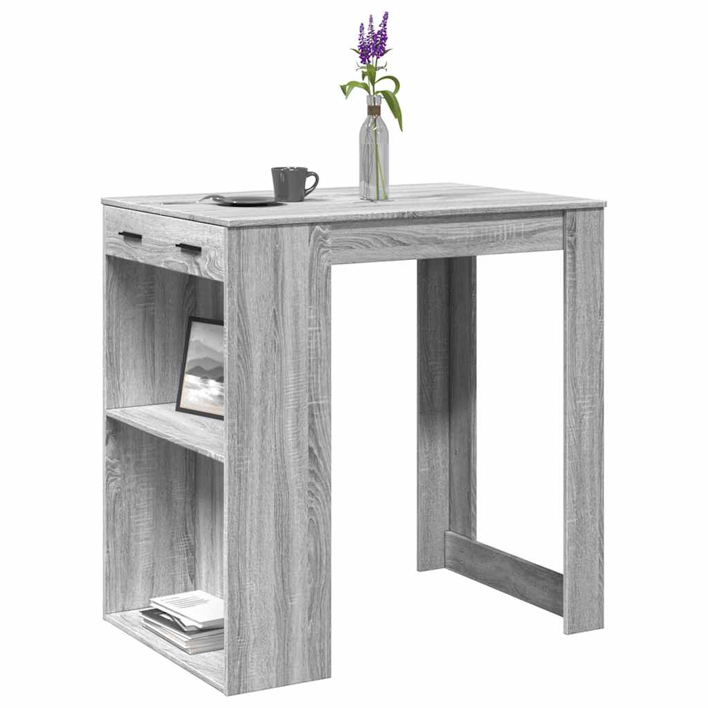 szürke sonoma színű szerelt fa bárasztal 102 x 70 x 103,5 cm