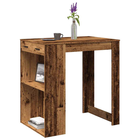 antik fa színű szerelt fa bárasztal 102 x 70 x 103,5 cm