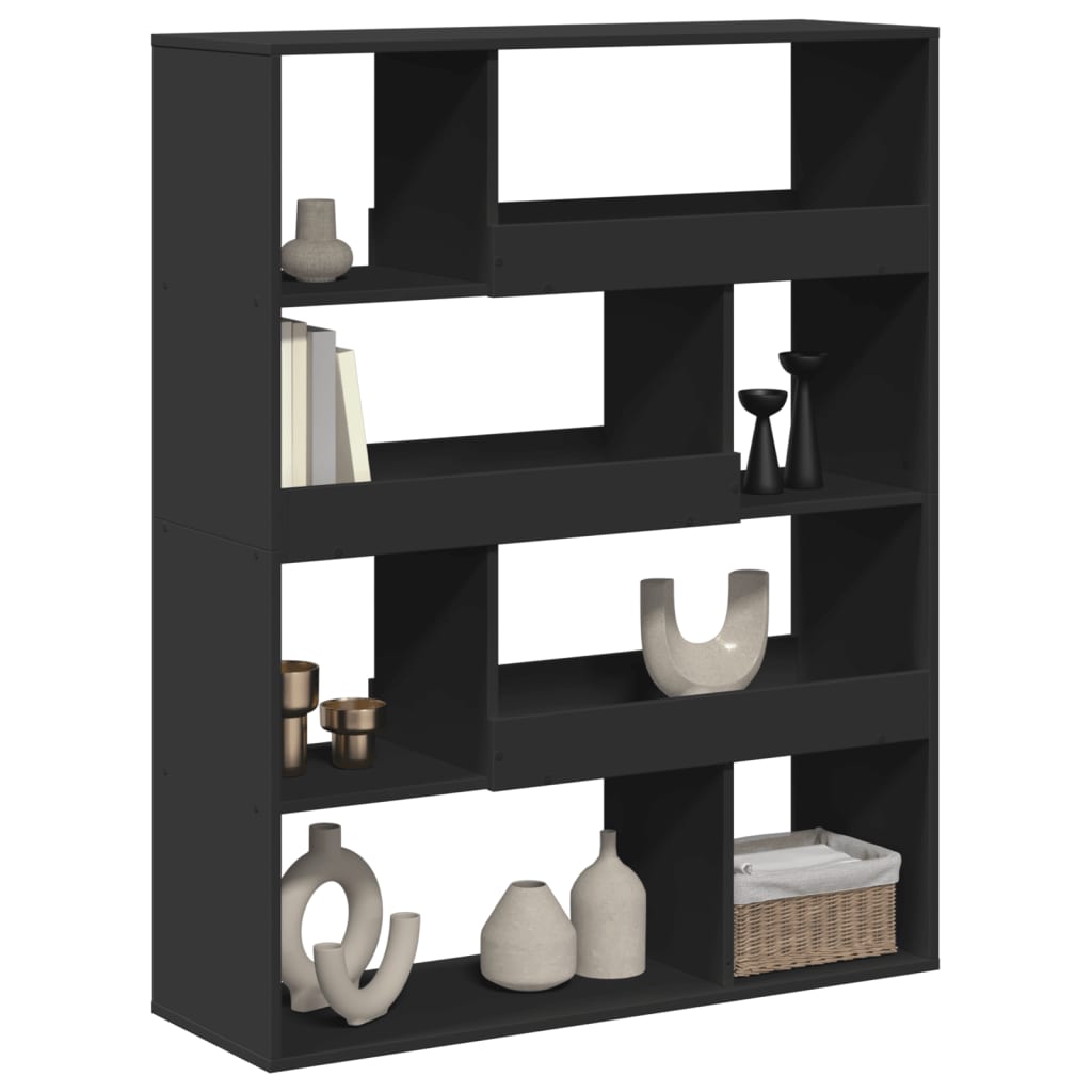 fekete szerelt fa könyvespolc 100 x 33 x 125,5 cm