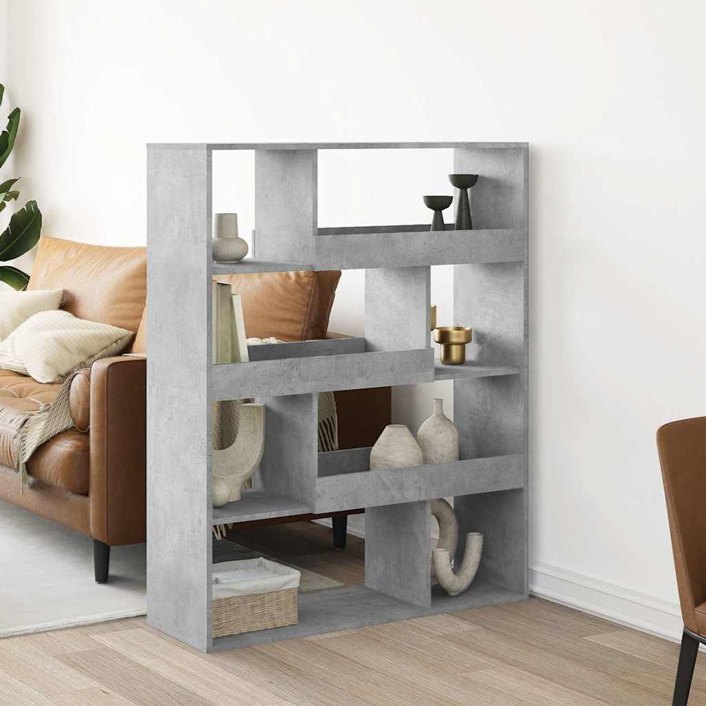 betonszürke szerelt fa könyvespolc 100 x 33 x 125,5 cm