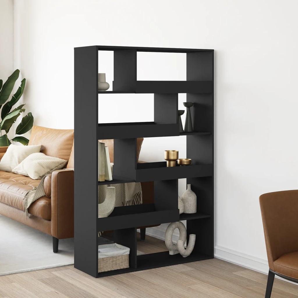 fekete szerelt fa könyvespolc 100 x 33 x 156,5 cm
