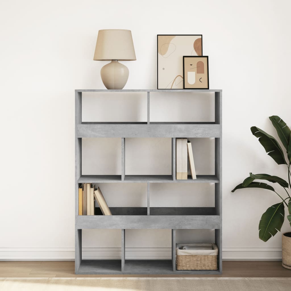 betonszürke szerelt fa könyvespolc 100 x 33 x 125,5 cm