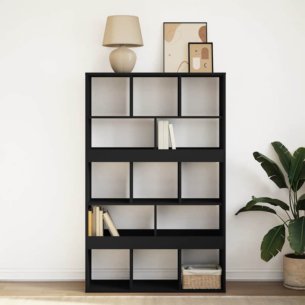 fekete szerelt fa könyvespolc 100 x 33 x 156,5 cm