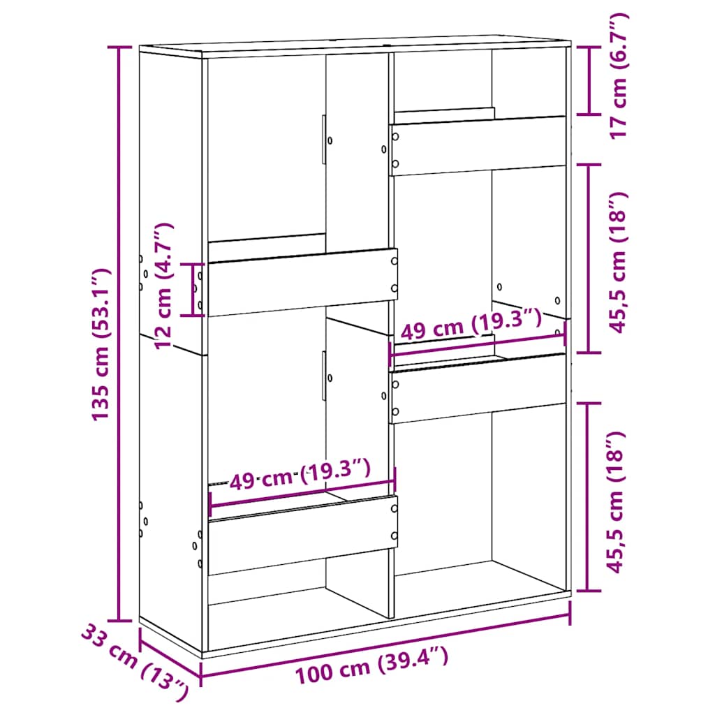 fekete szerelt fa könyvespolc 100 x 33 x 135 cm