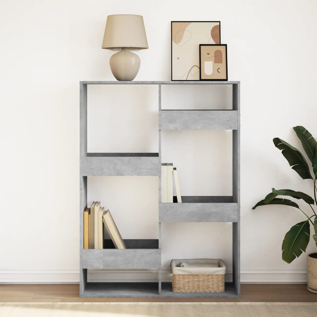 betonszürke szerelt fa könyvespolc 100 x 33 x 135 cm