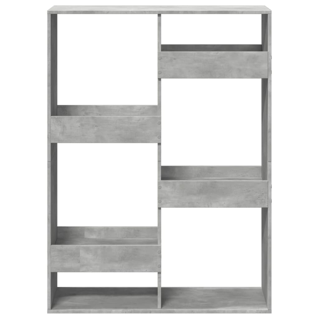 betonszürke szerelt fa könyvespolc 100 x 33 x 135 cm