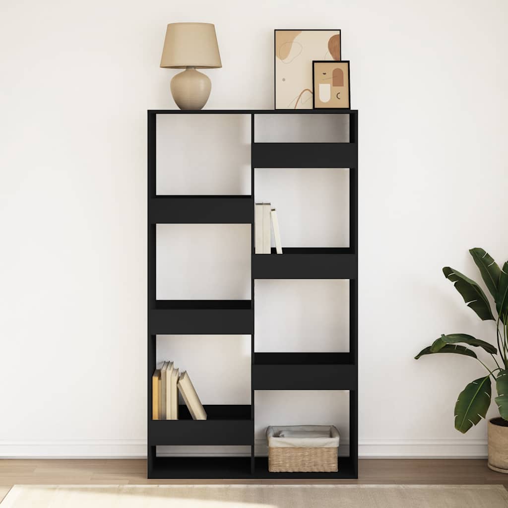 fekete szerelt fa könyvespolc 100 x 33 x 175 cm