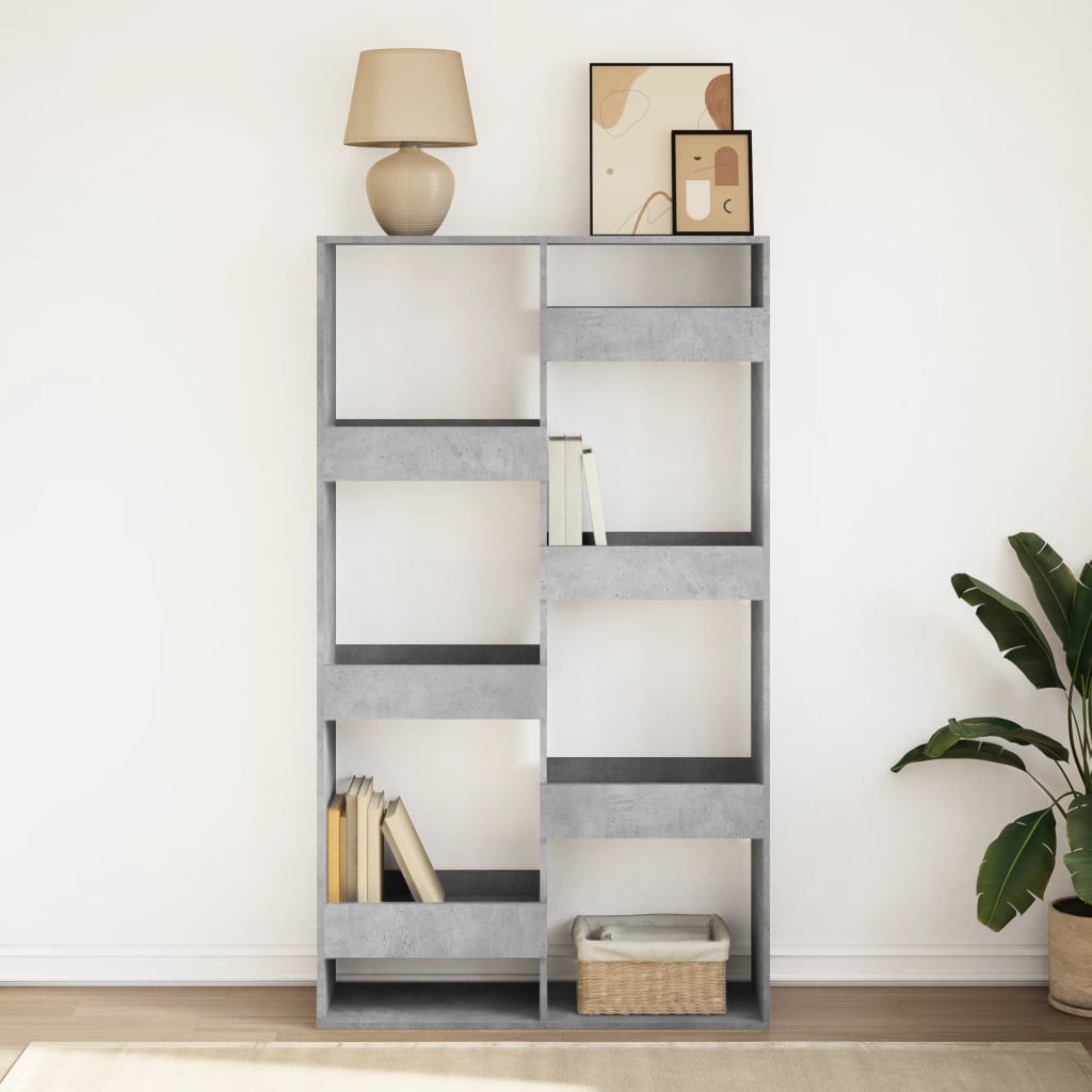 betonszürke szerelt fa könyvespolc 100 x 33 x 175 cm