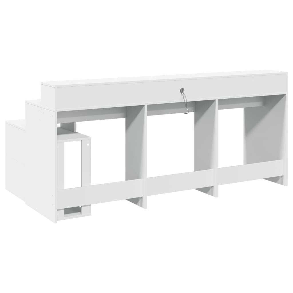 fehér szerelt fa íróasztal LED-világítással 200 x 104 x 91 cm