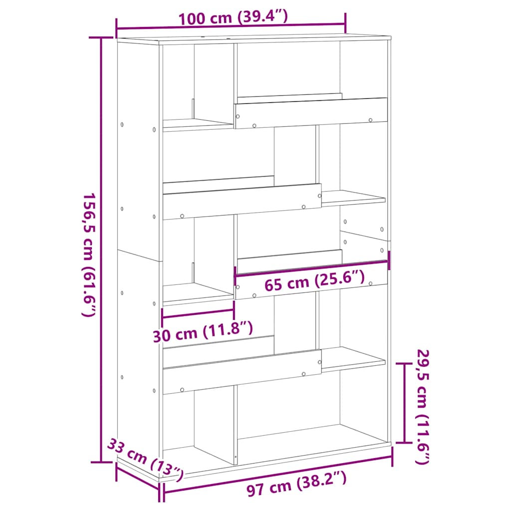 fekete szerelt fa térelválasztó 100 x 33 x 156,5 cm