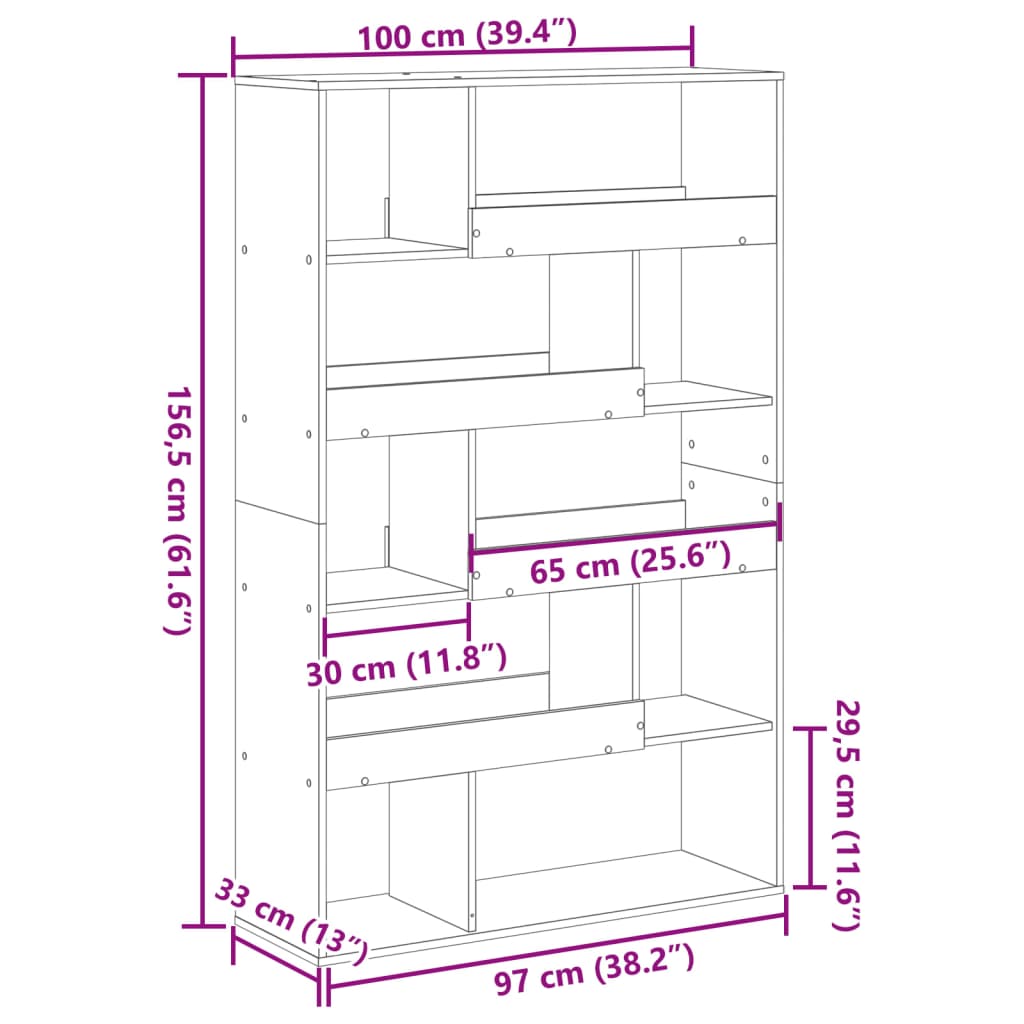 antik fa színű szerelt fa térelválasztó 100 x 33 x 156,5 cm