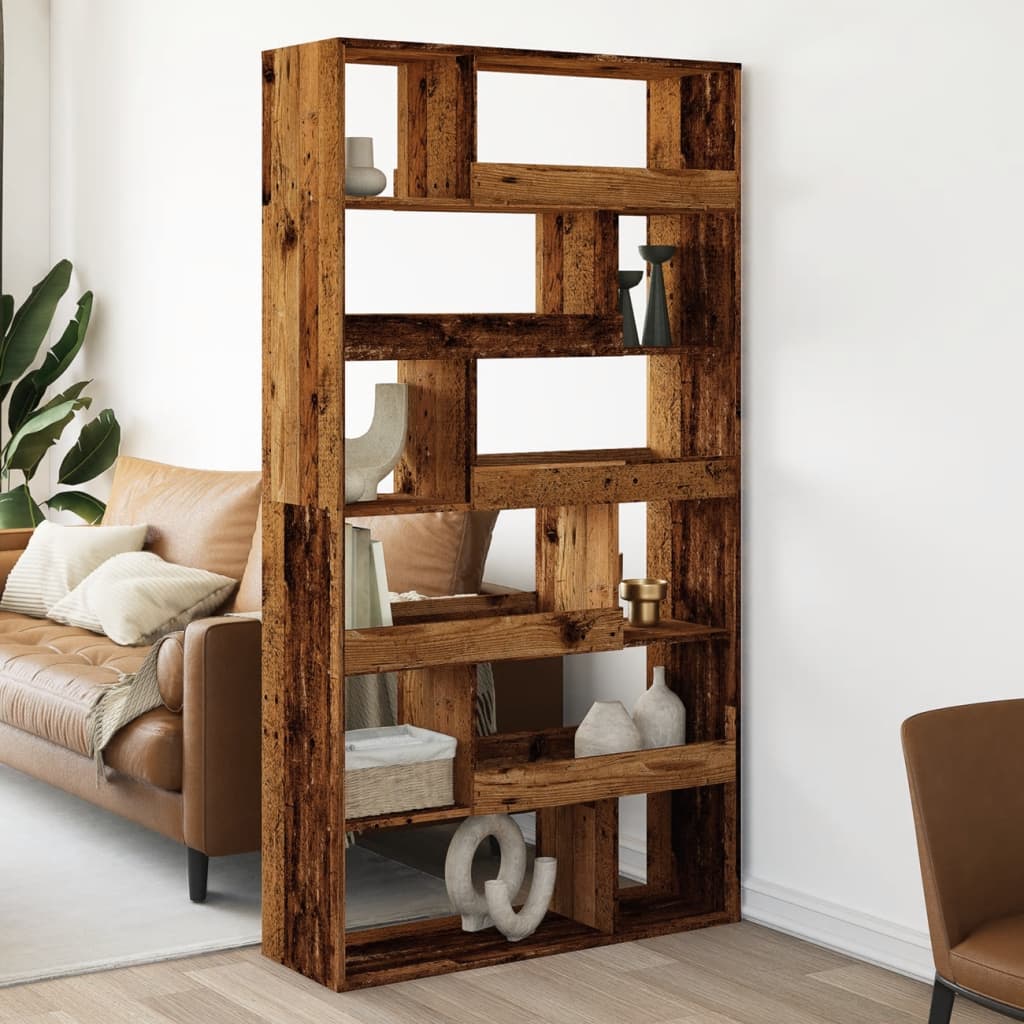antik fa színű szerelt fa térelválasztó 100 x 33 x 187,5 cm