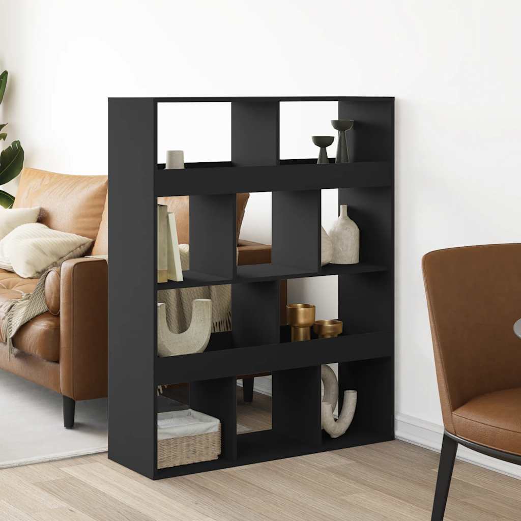 fekete szerelt fa térelválasztó 100 x 33 x 125,5 cm