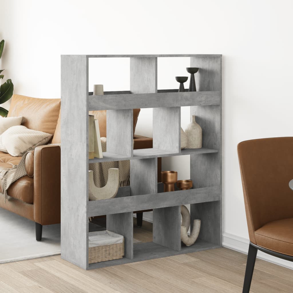 betonszürke szerelt fa térelválasztó 100 x 33 x 125,5 cm