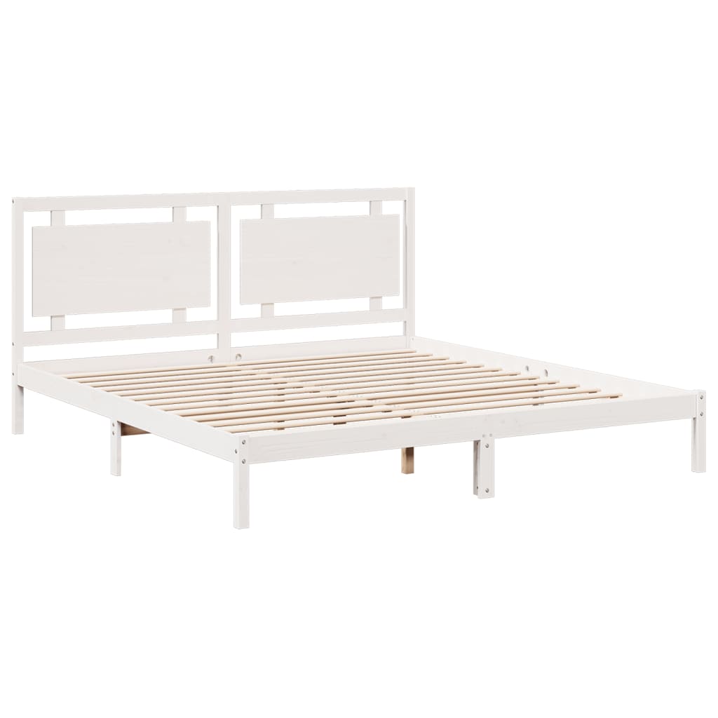 fehér tömör fa extra hosszú ágykeret matrac nélkül 200 x 210 cm