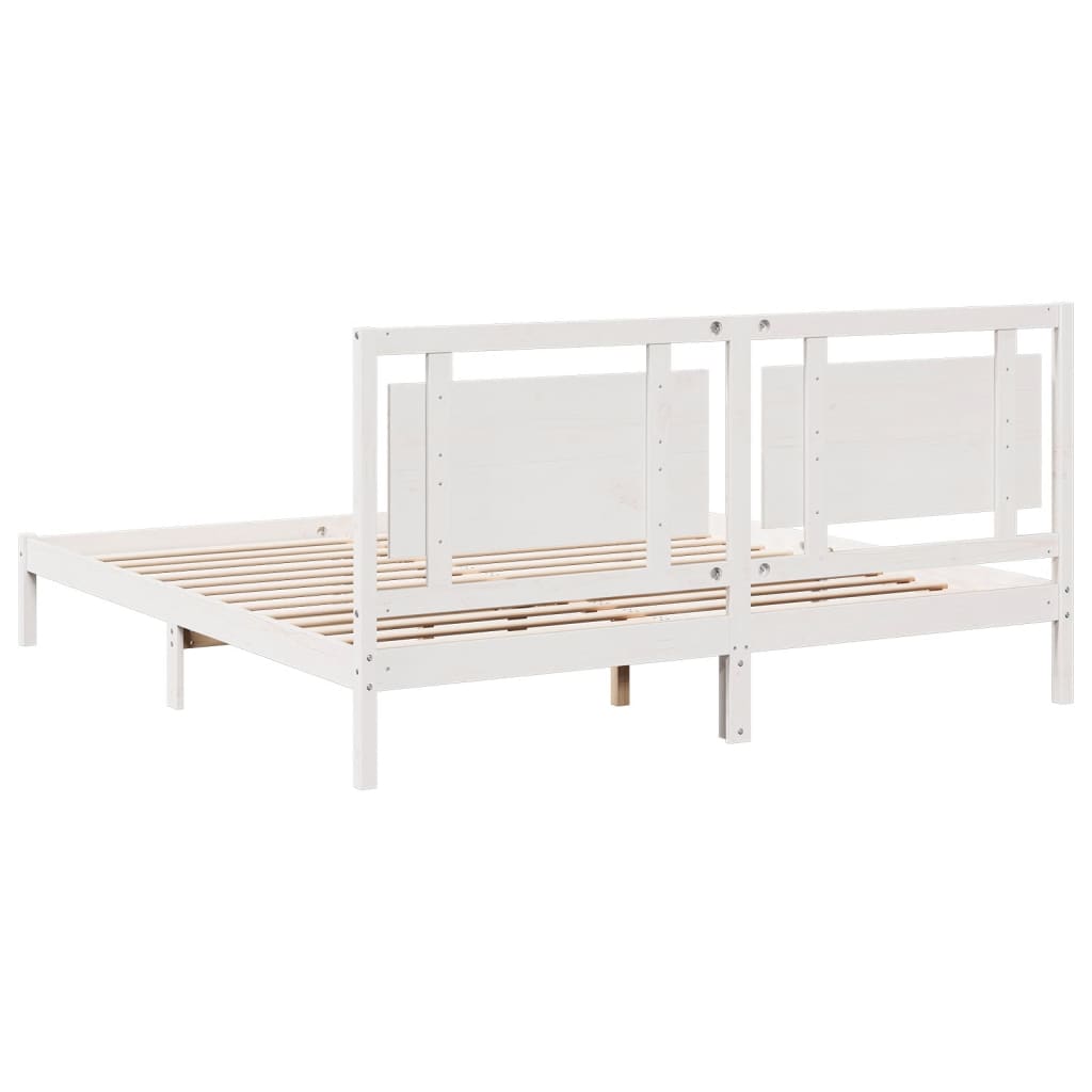 fehér tömör fa extra hosszú ágykeret matrac nélkül 200 x 220 cm