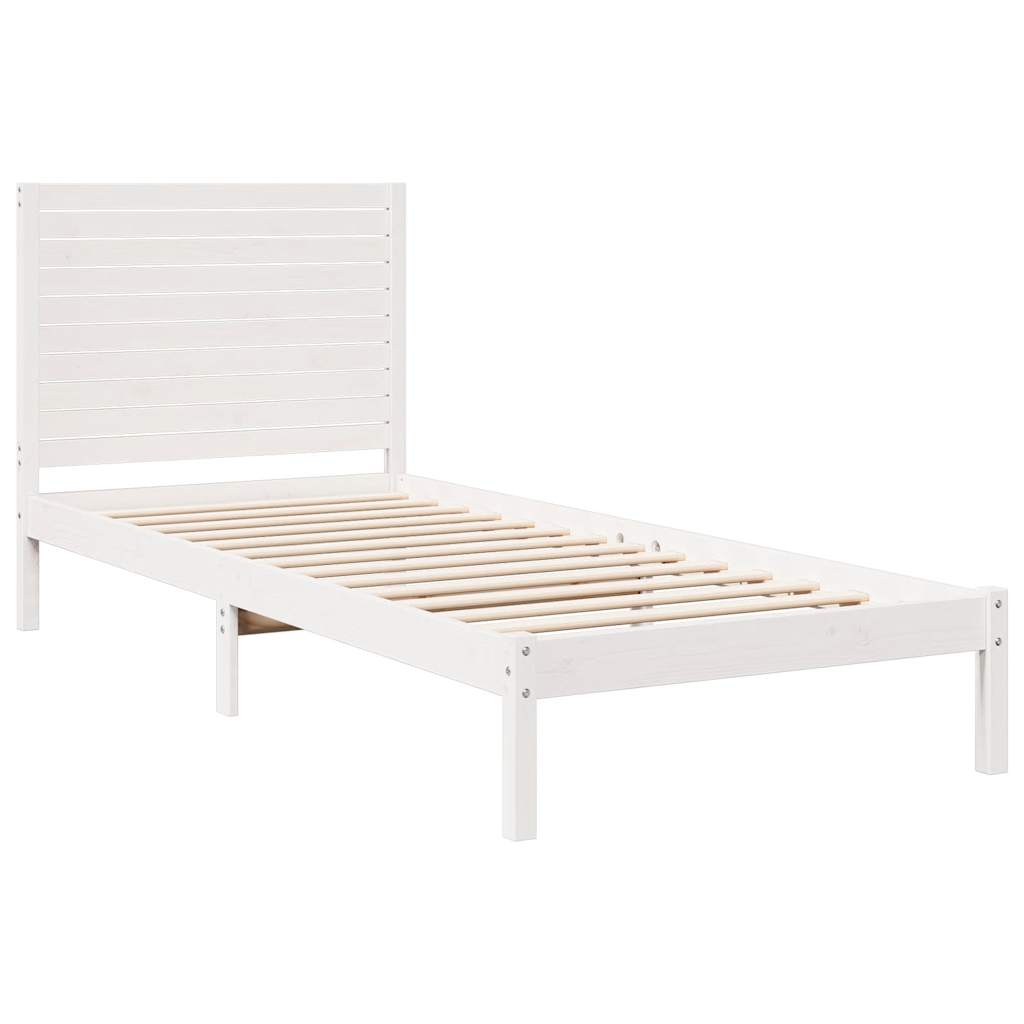 fehér tömör fa extra hosszú ágykeret matrac nélkül 90 x 210 cm