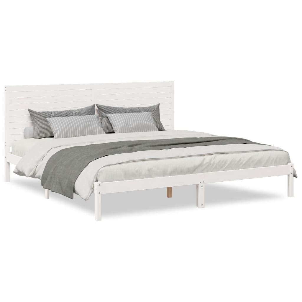 fehér tömör fa extra hosszú ágykeret matrac nélkül 200 x 210 cm