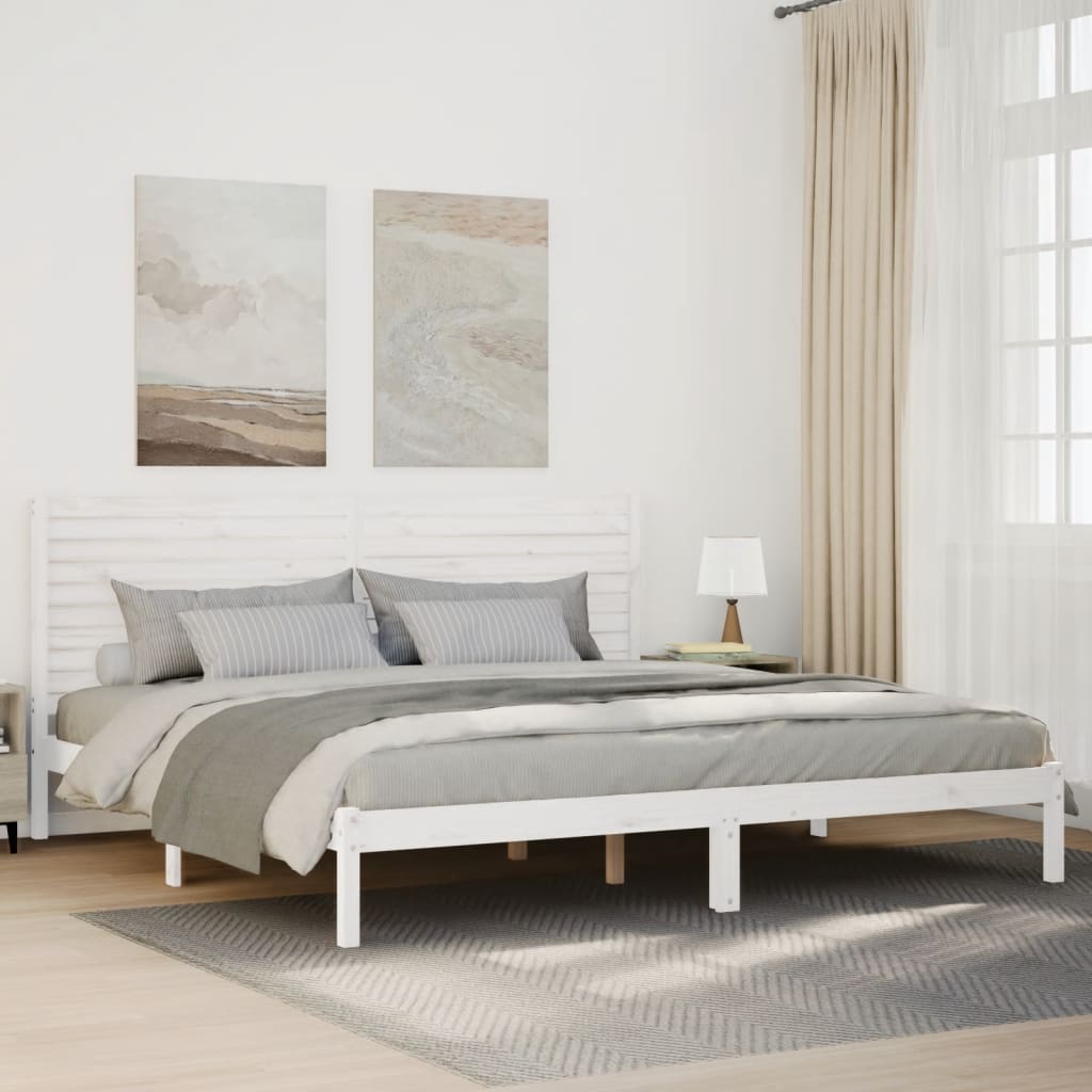 fehér tömör fa extra hosszú ágykeret matrac nélkül 180 x 220 cm