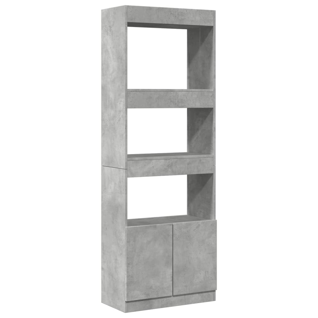 betonszürke szerelt fa magasszekrény 63 x 33 x 180 cm