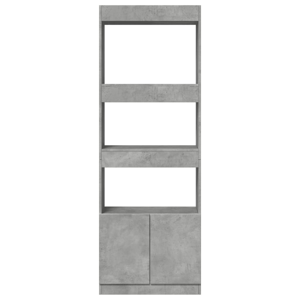 betonszürke szerelt fa magasszekrény 63 x 33 x 180 cm