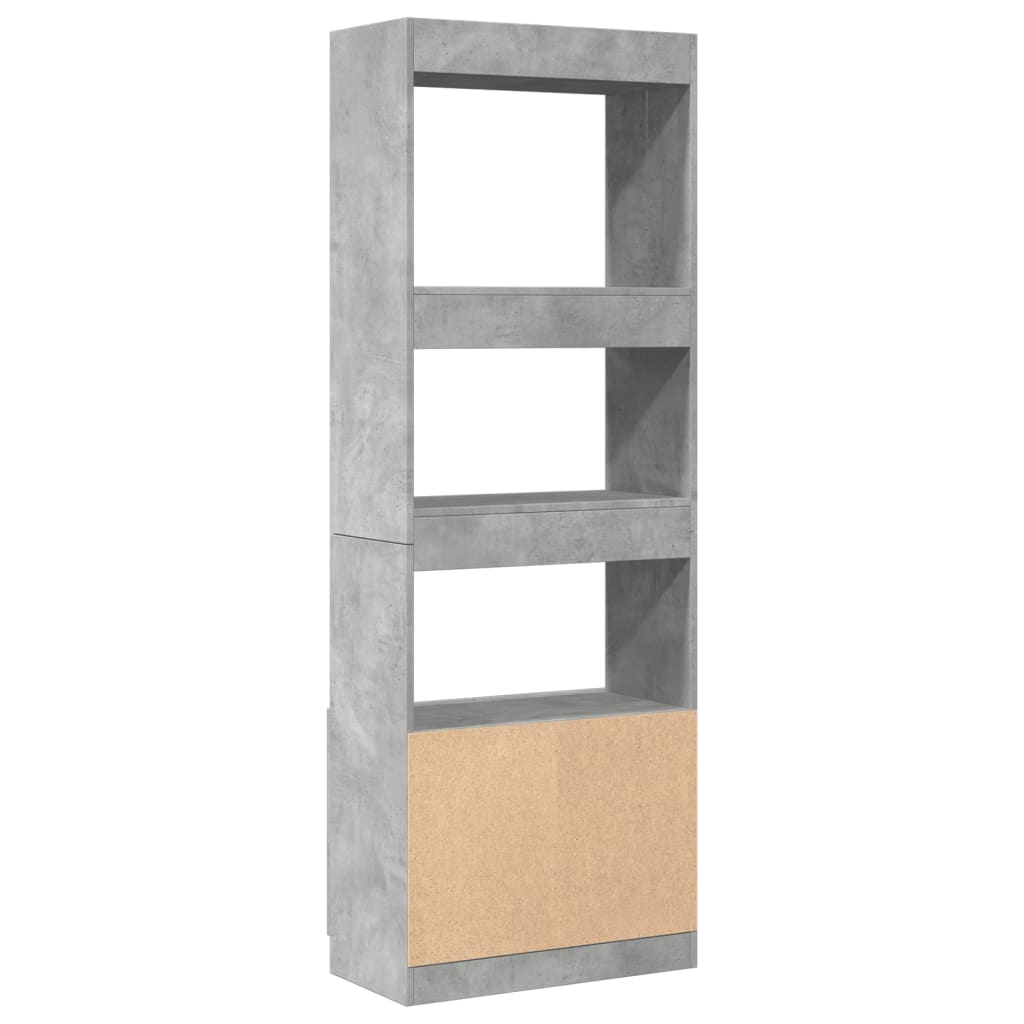 betonszürke szerelt fa magasszekrény 63 x 33 x 180 cm