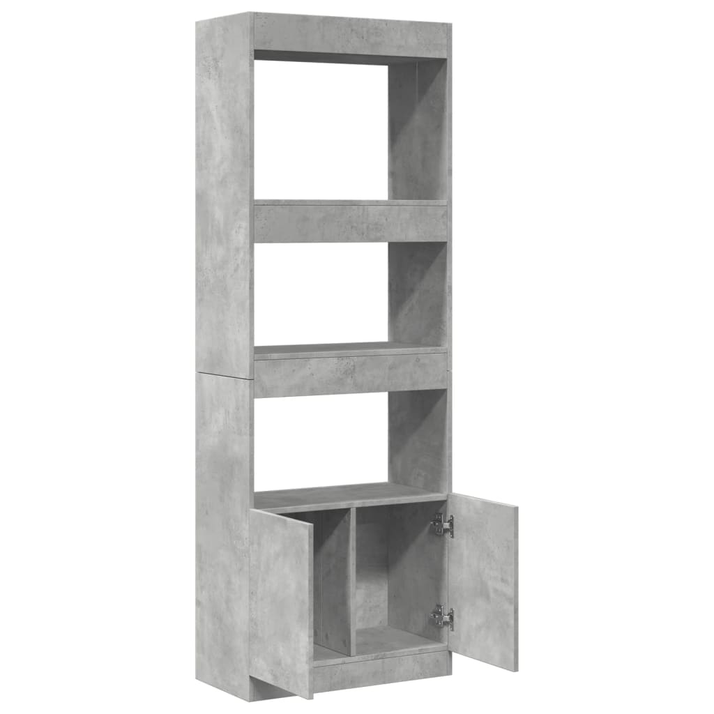 betonszürke szerelt fa magasszekrény 63 x 33 x 180 cm
