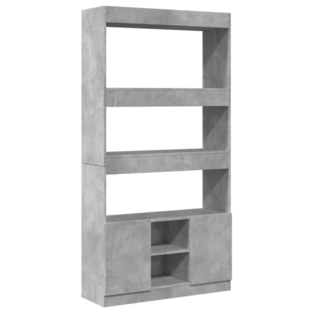 betonszürke szerelt fa magasszekrény 92 x 33 x 180 cm